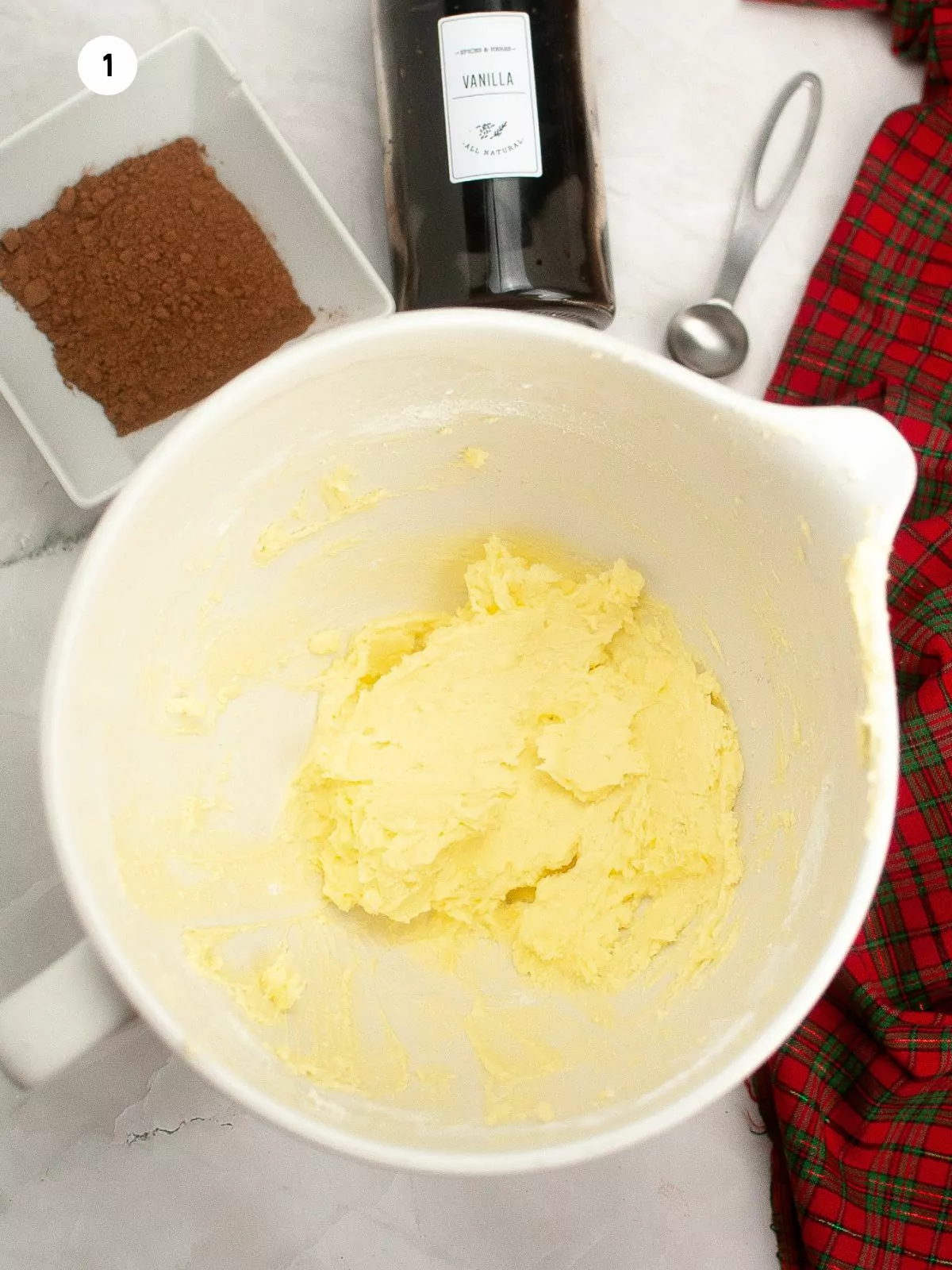 butter and sugar combined in bowl.