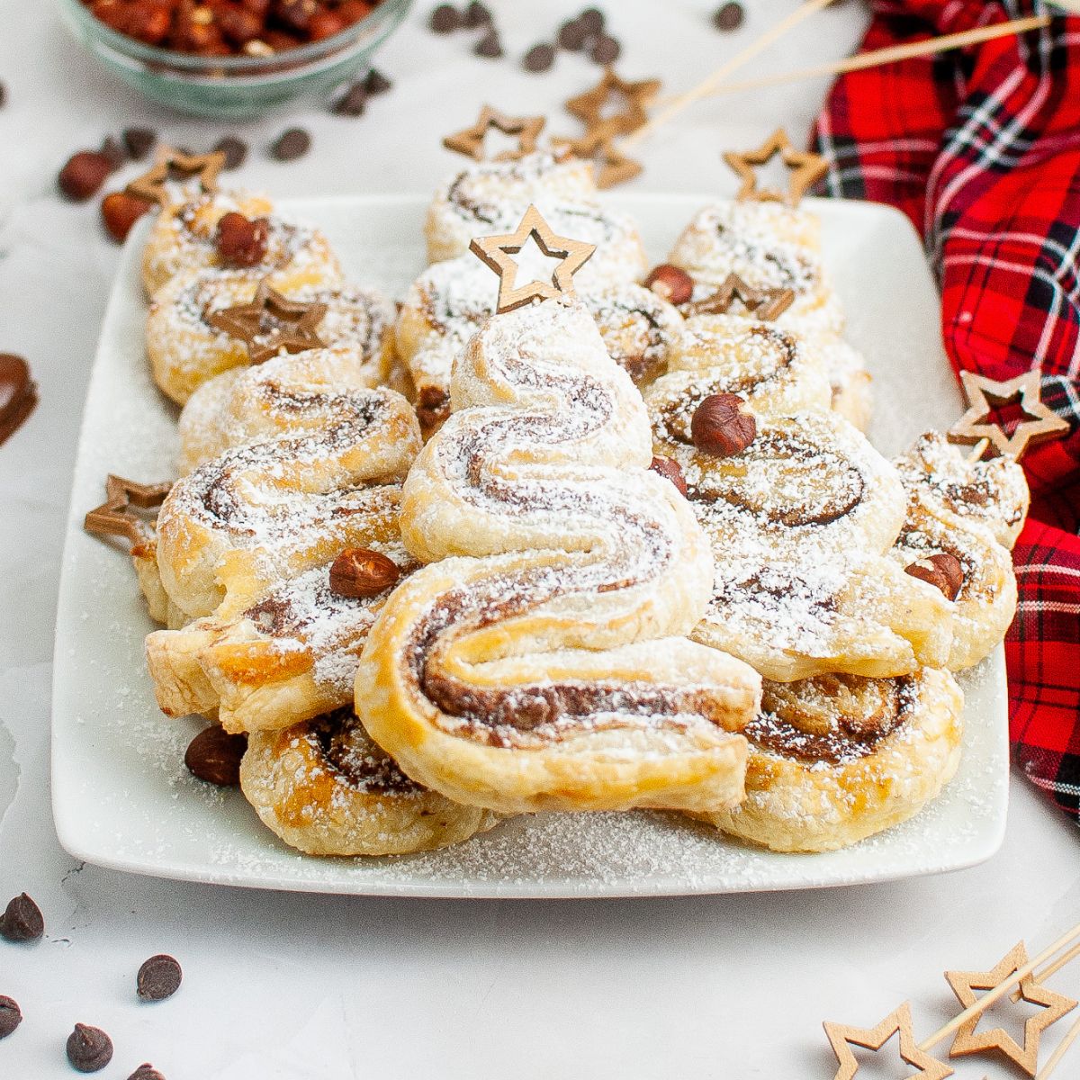 platter of Nutella Christmas Trees on Sticks