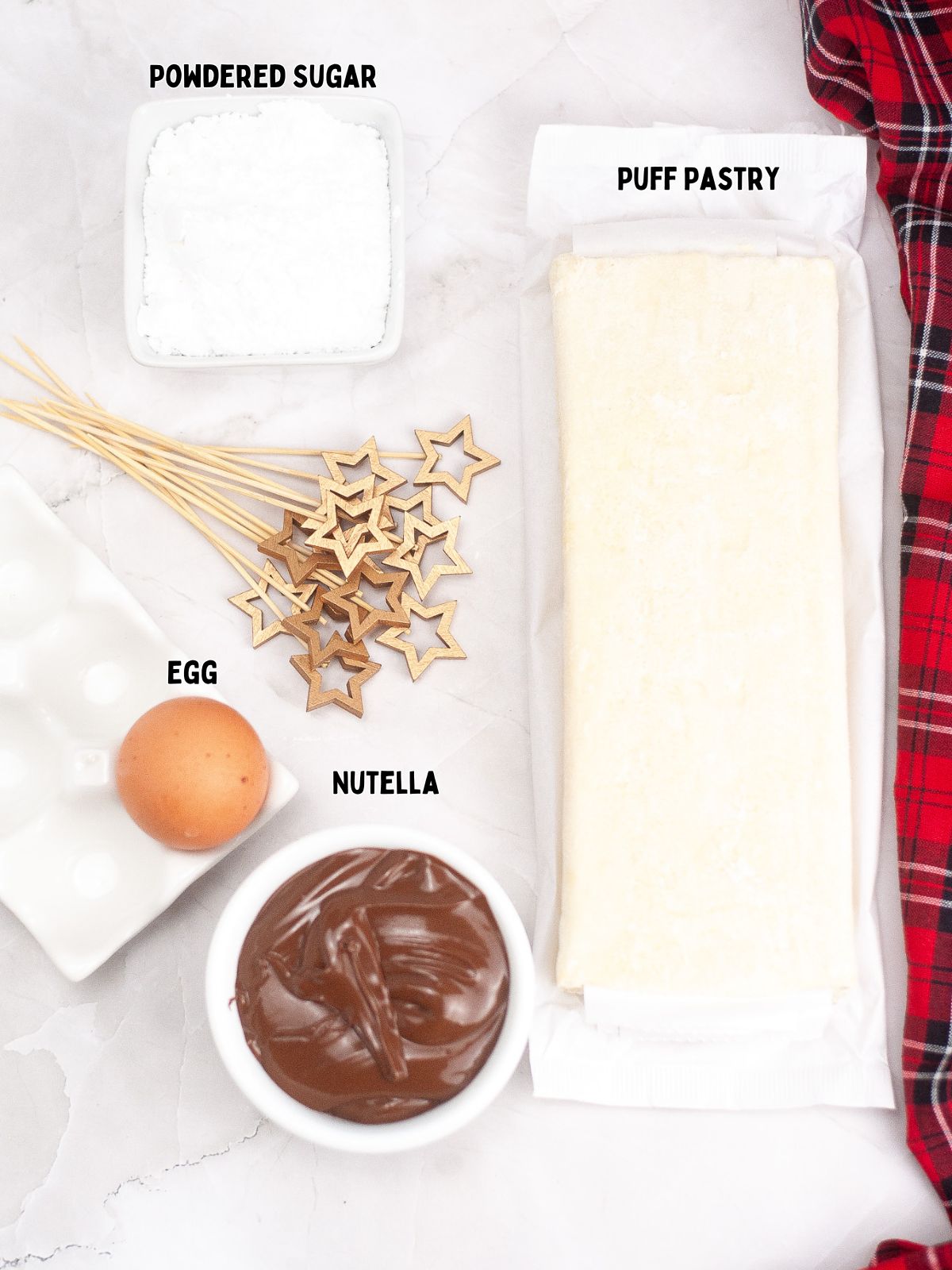 Ingredients for Nutella Christmas Trees on Sticks