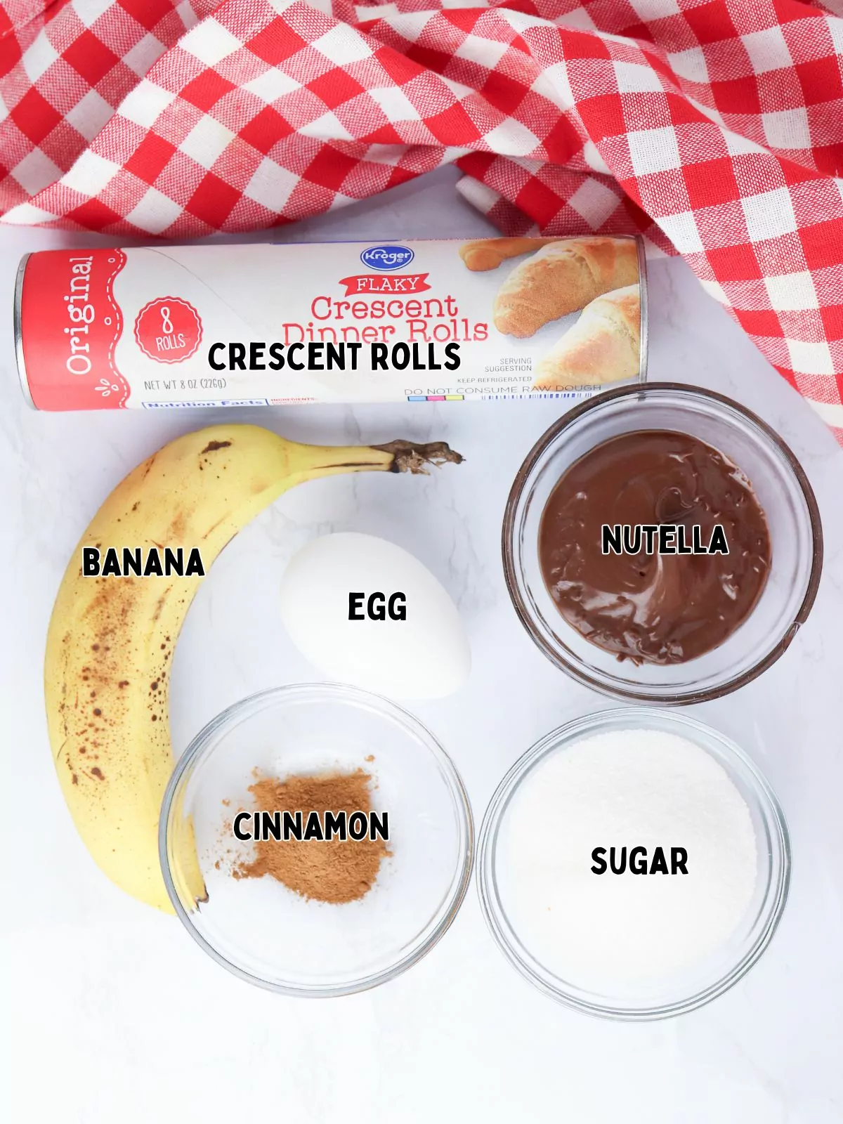 Ingredients for Nutella Banana Crescent Rolls