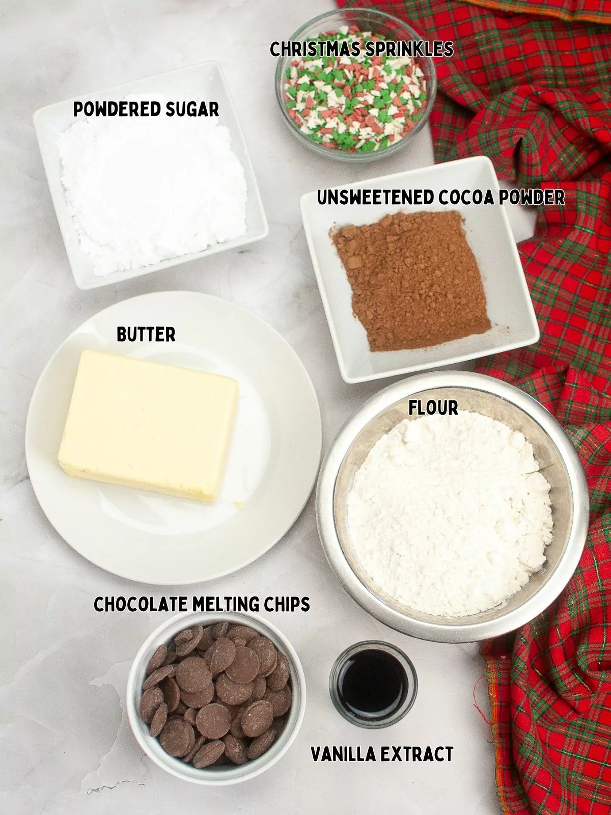 Ingredients for chocolate cookies.