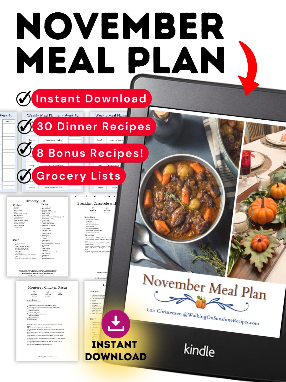 Instant download photo for meal plan.