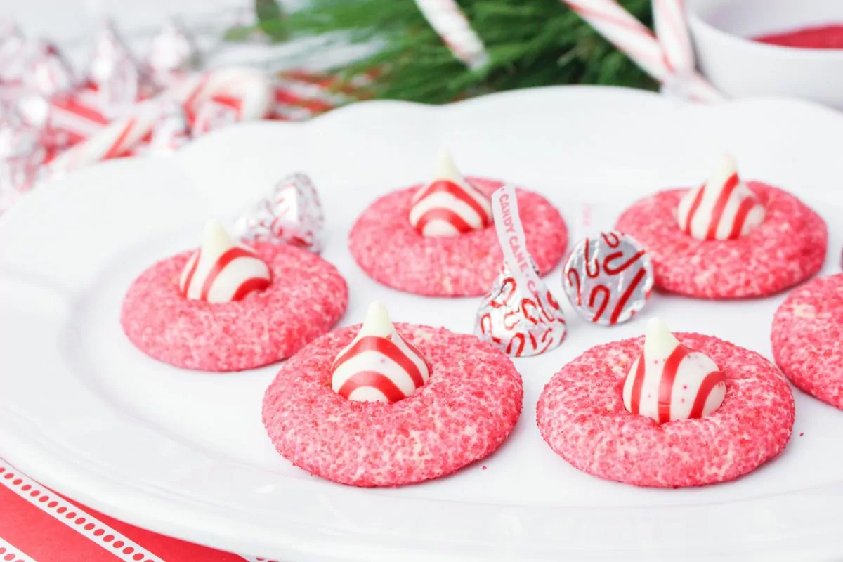 blossom cookies with peppermint candies.