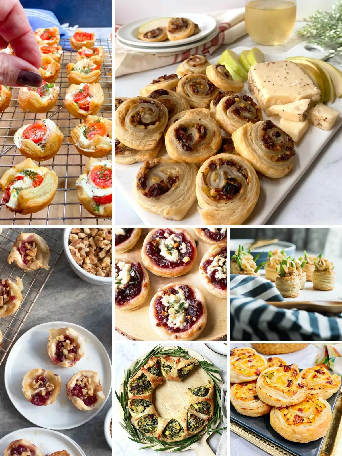 a collection of puff pastry appetizers for Thanksgiving.