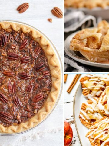 three different pies for Thanksgiving.