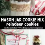 reindeer cookies in a mason jar collage photo.