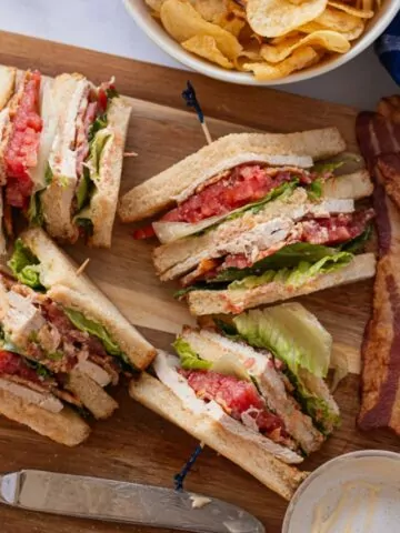 turkey, BLT's with sliced bacon on the side.