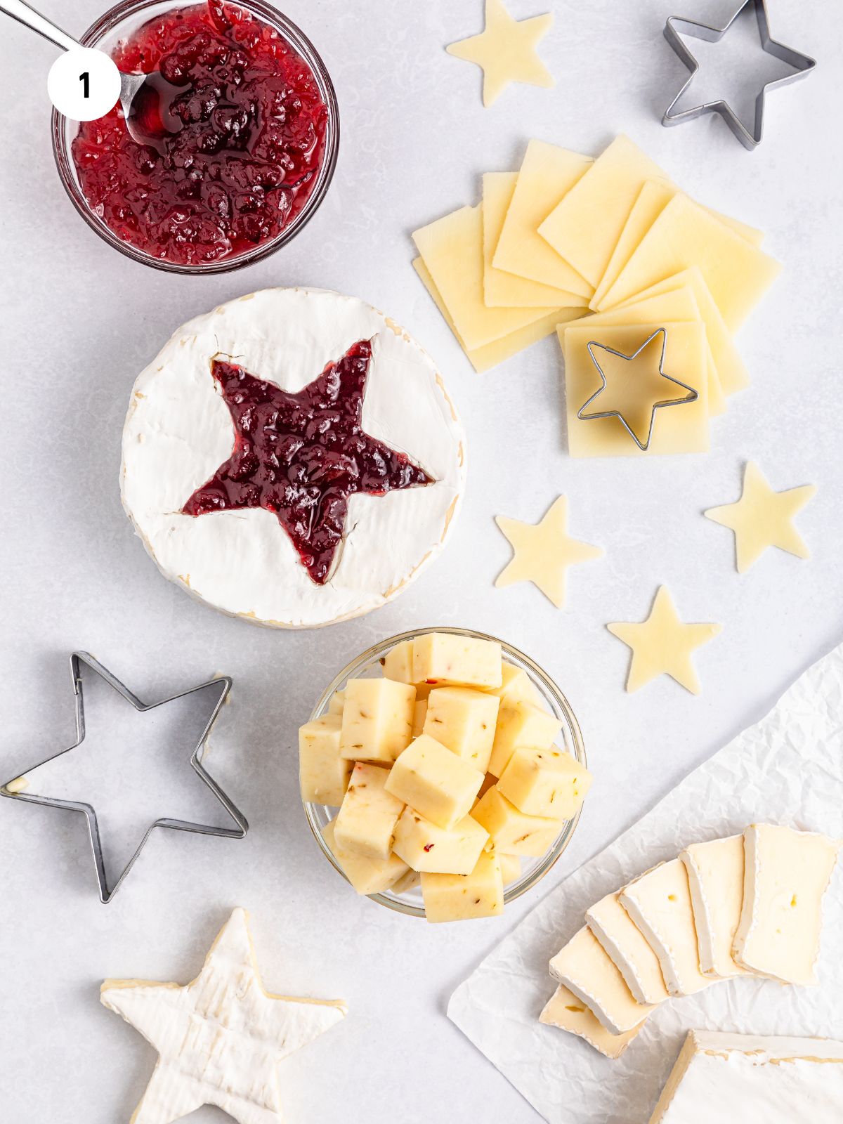 stars cut out of cheeses