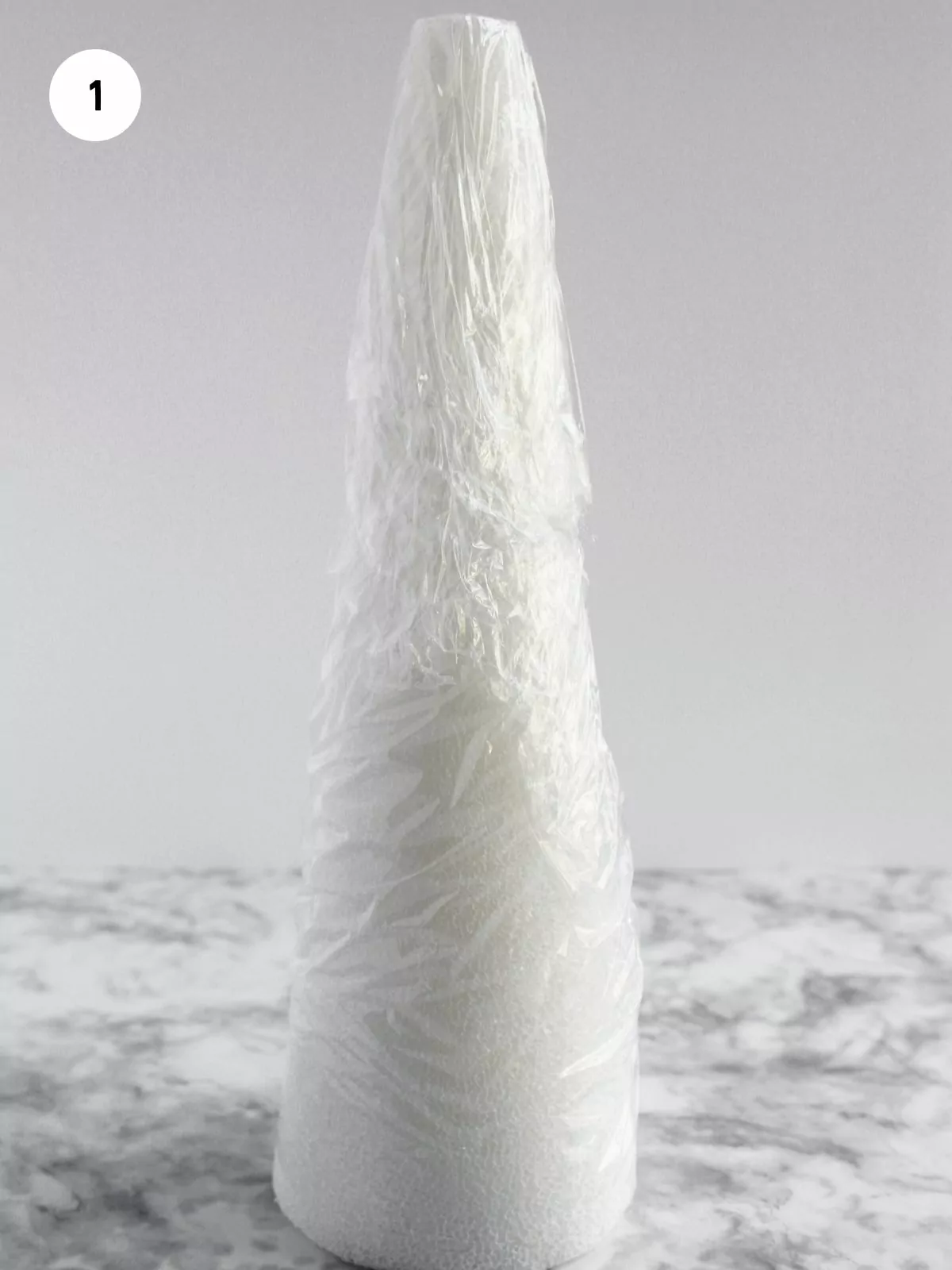 styro cone wrapped in plastic wrap