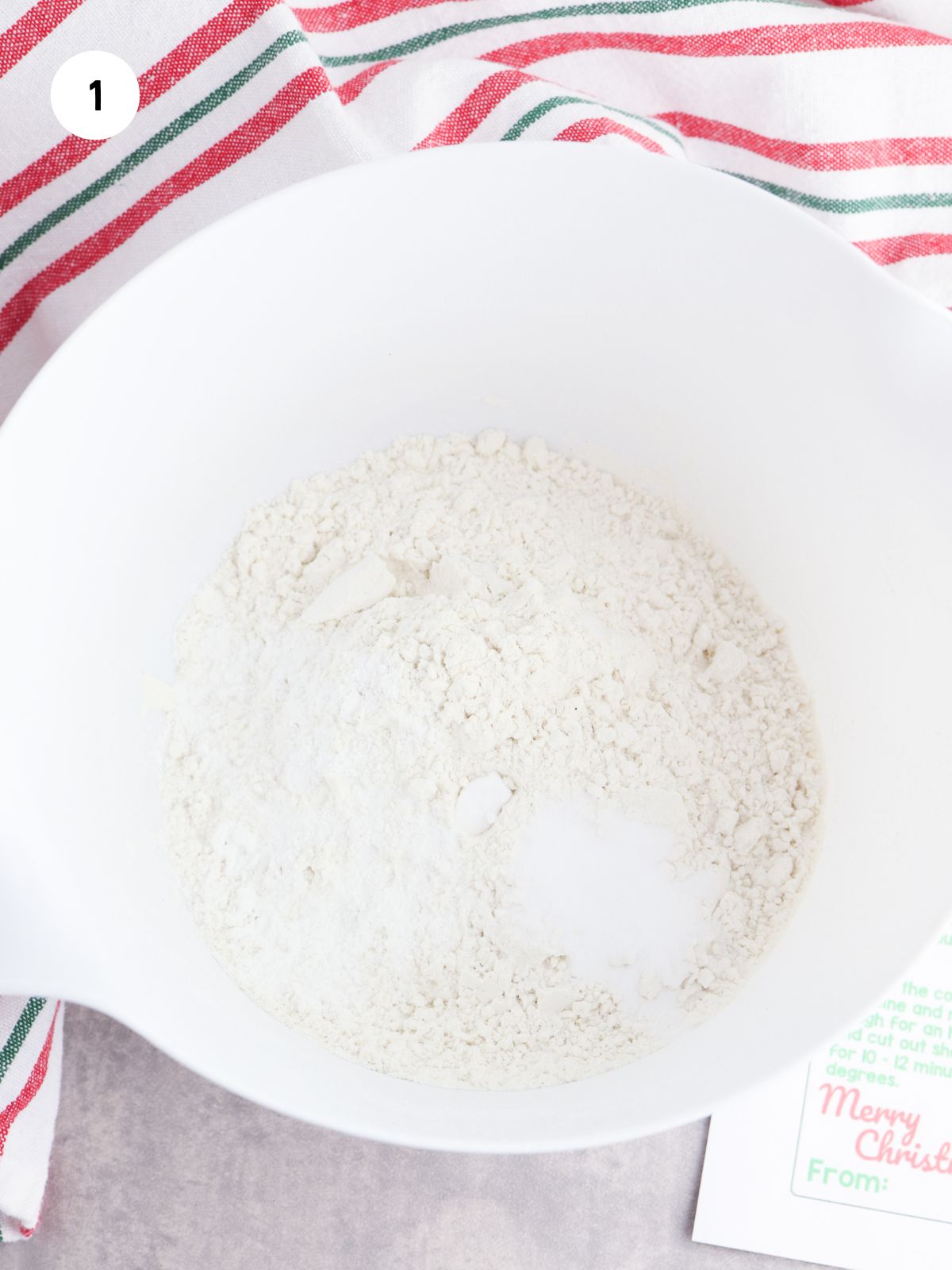 mixing bowl with flour and baking powder