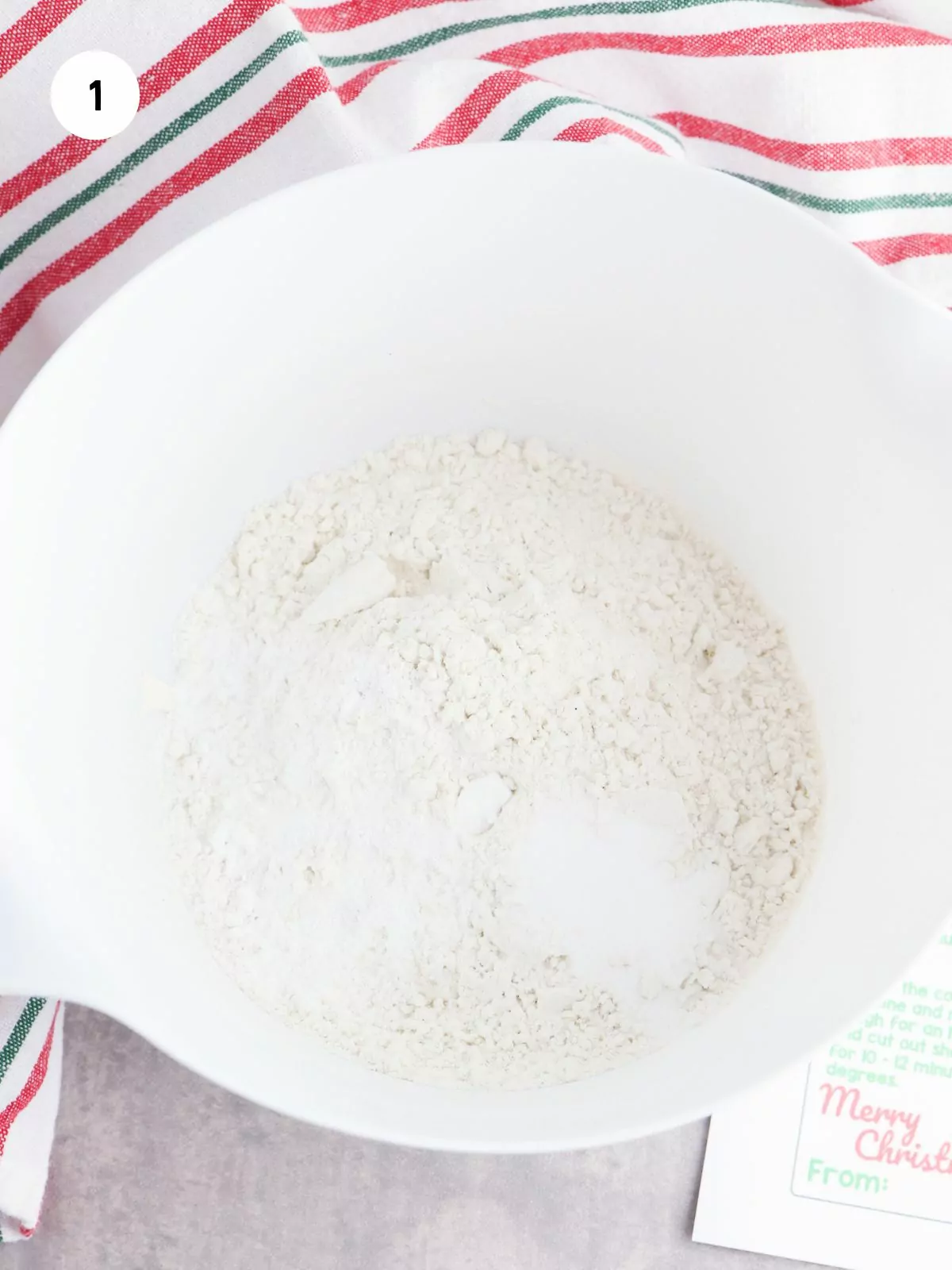 mixing bowl with flour and baking powder