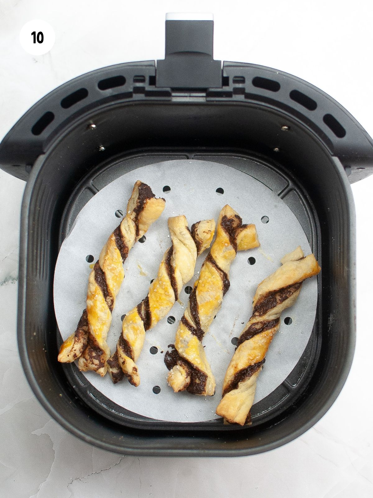 baked twists in air fryer basket