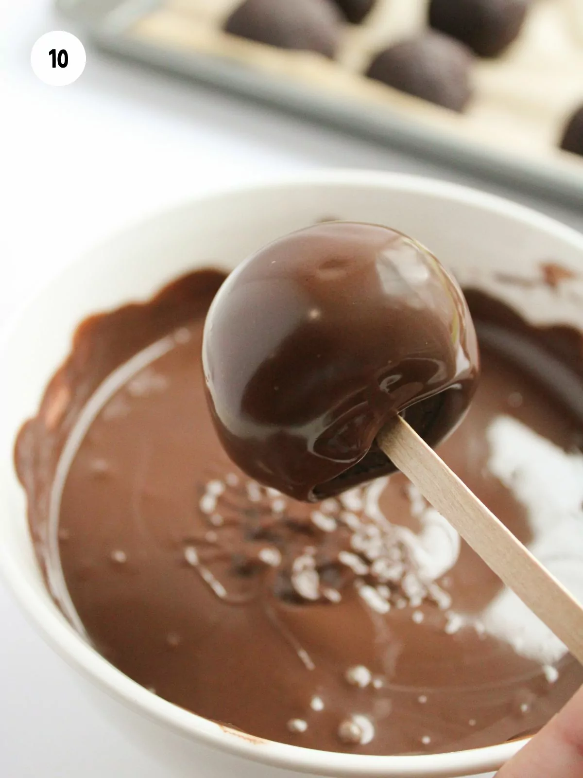 cake pop dipped in chocolate