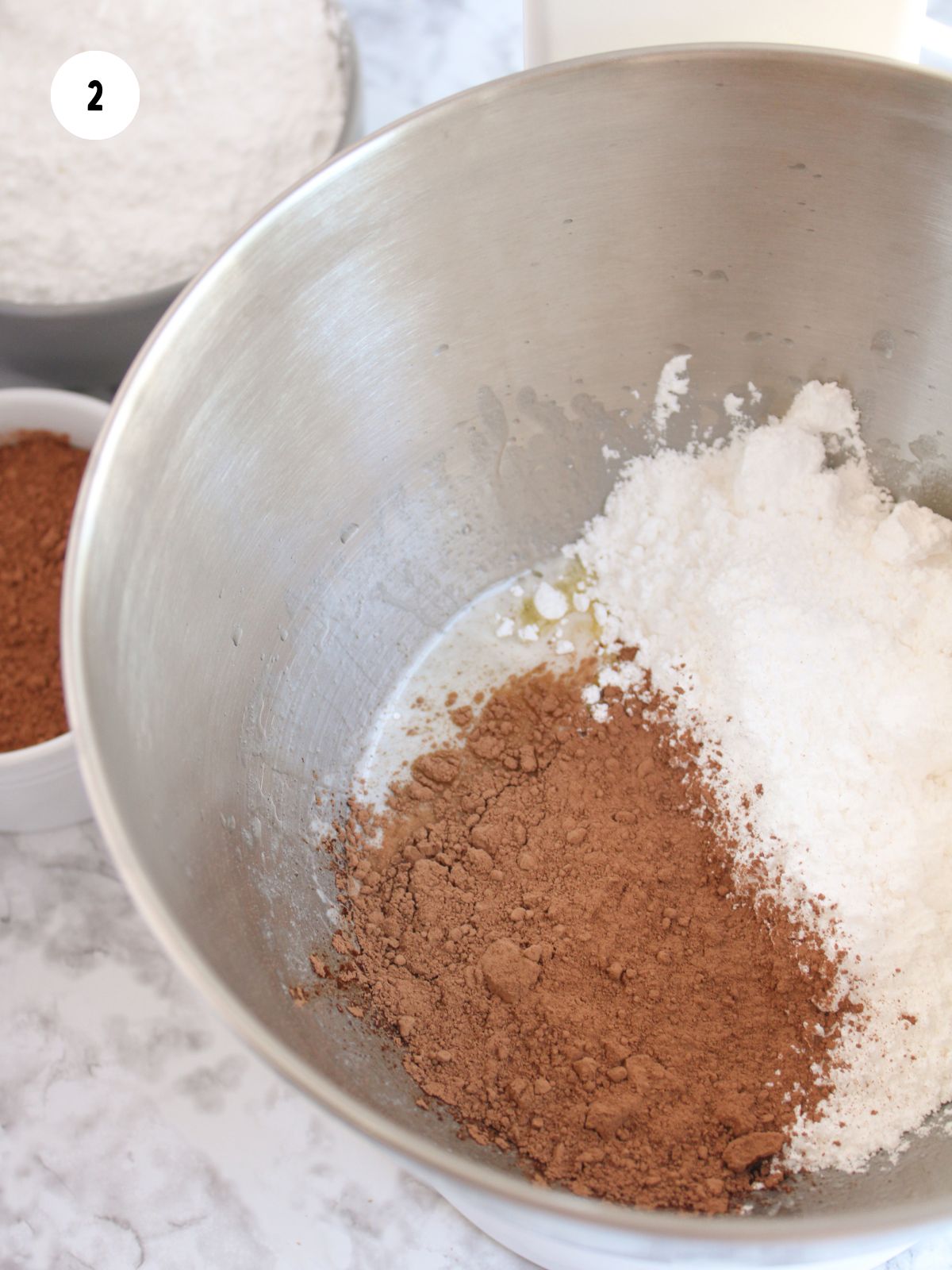 powdered sugar and cocoa added to butter