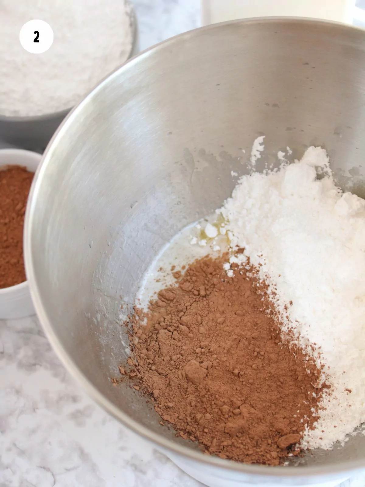 powdered sugar and cocoa added to butter