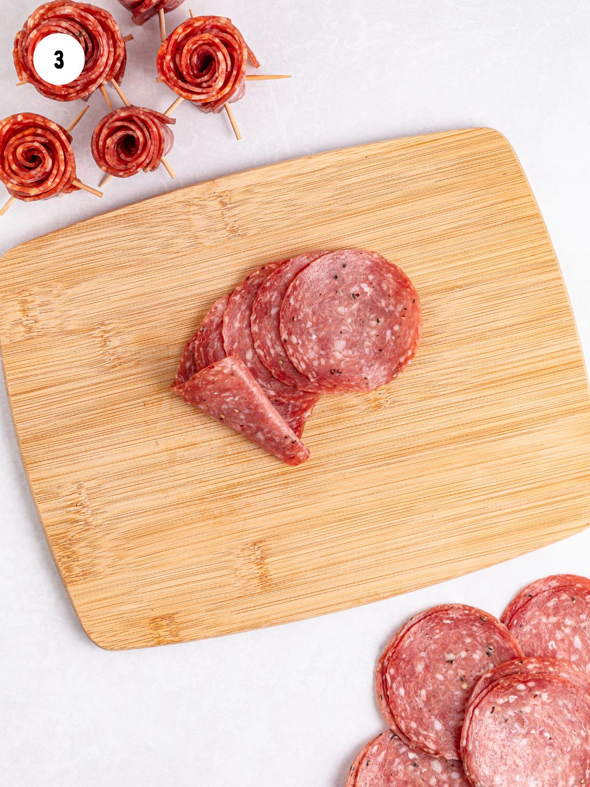 rolling up overlapping salami