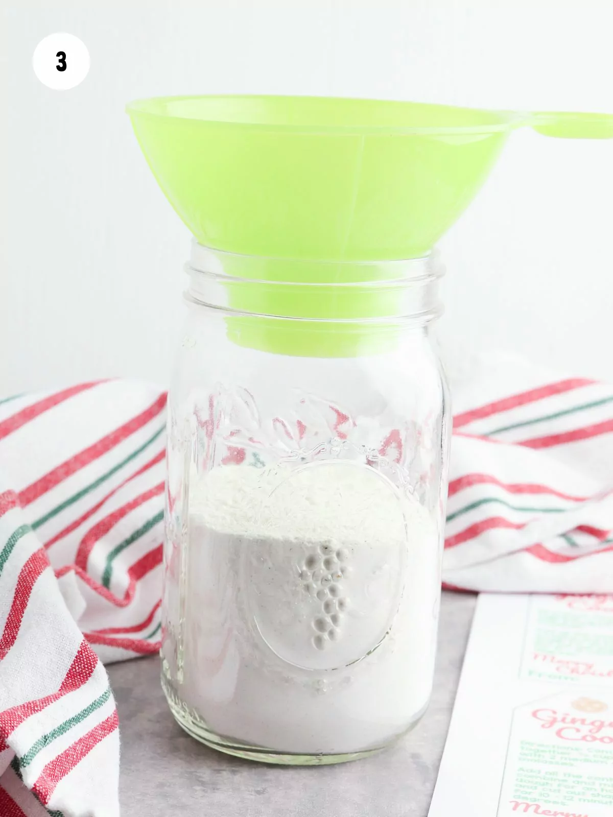 Jar will funnel putting in bottom layer of flour