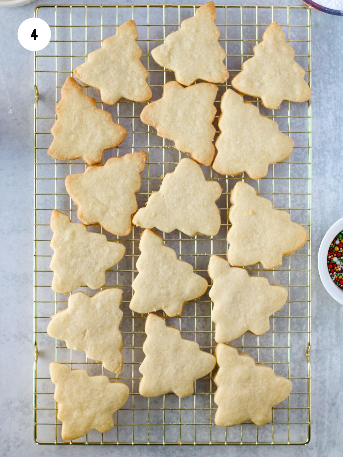 baked tree cookies on a wire rack