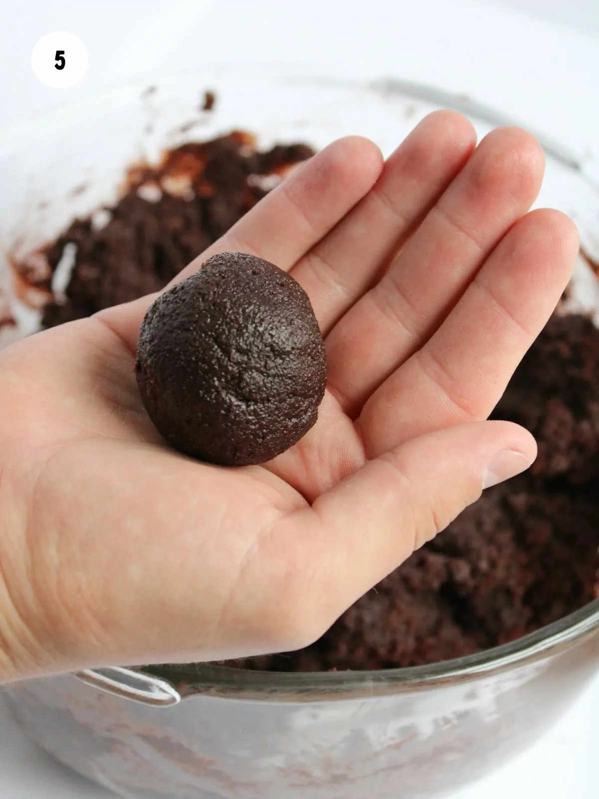 cake ball dough rolled into a ball