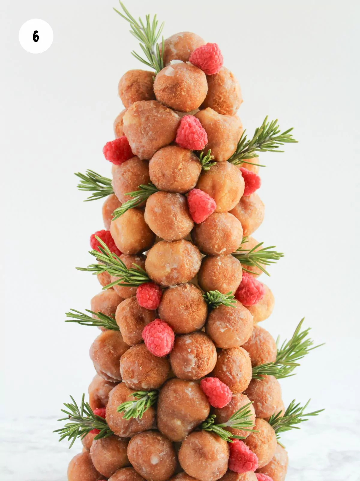 fresh rosemary added to donut tree