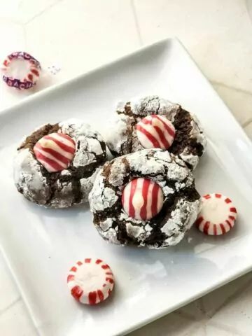 Chocolate Thumbprint Cookies with Peppermint Kisses-Cover image.