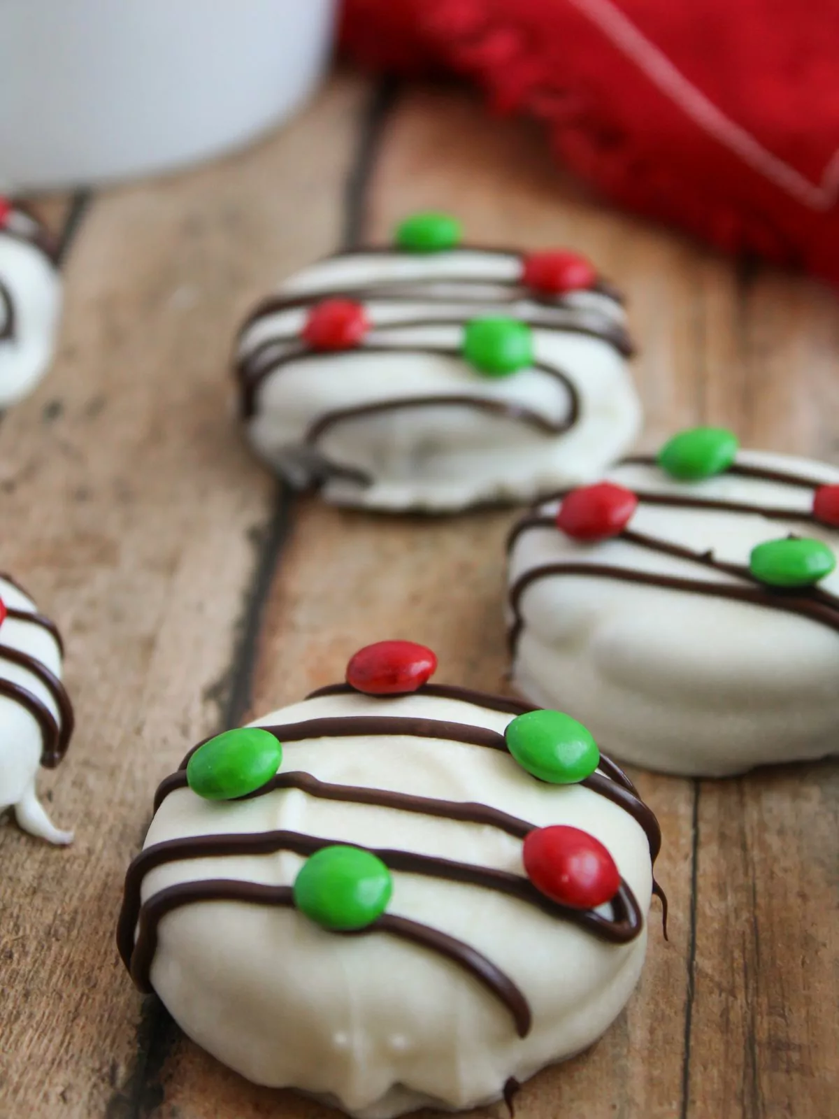 Oreo Christmas Treats with red and green m&m's