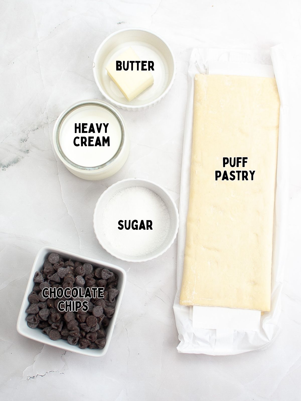 Ingredients for Air Fryer Puff Pastry Chocolate Twists