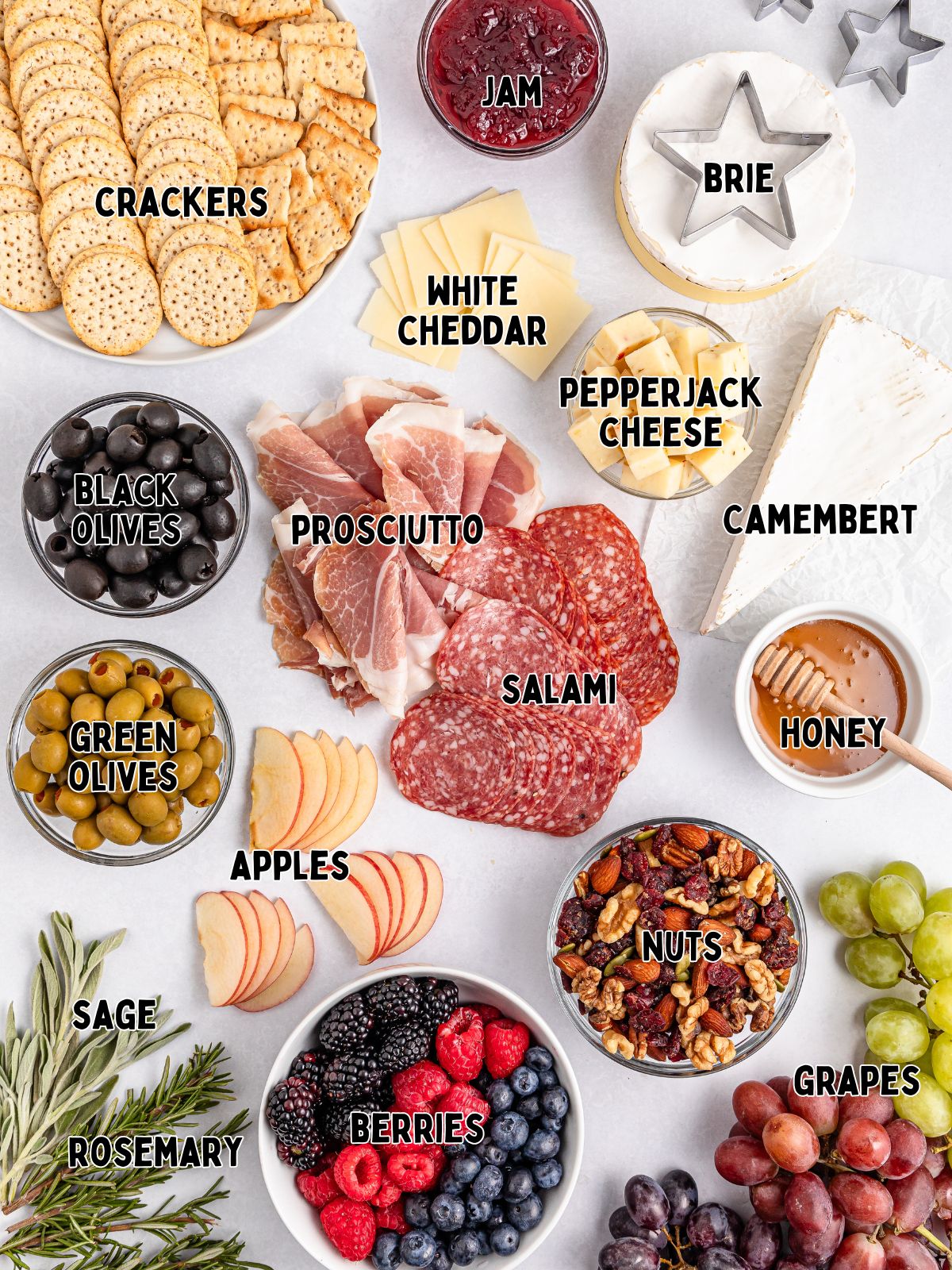 Ingredients for Christmas Wreath Charcuterie Board