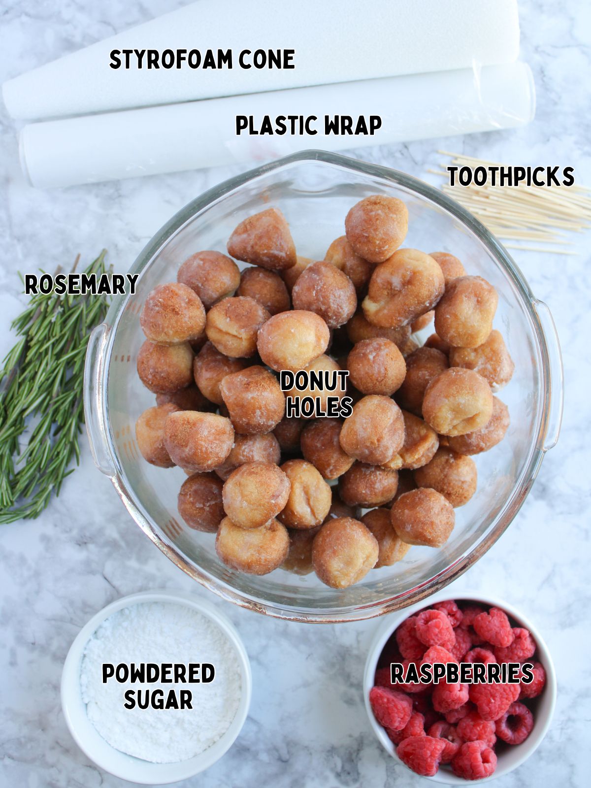 Ingredients for Donut Christmas Tree