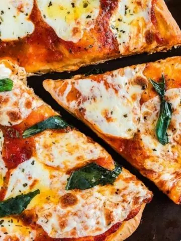 pizza with fresh basil MSN.