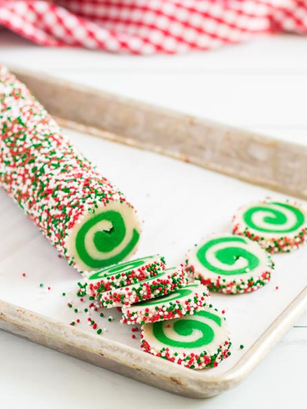 slice and bake cookies on baking tray with parchment paper.