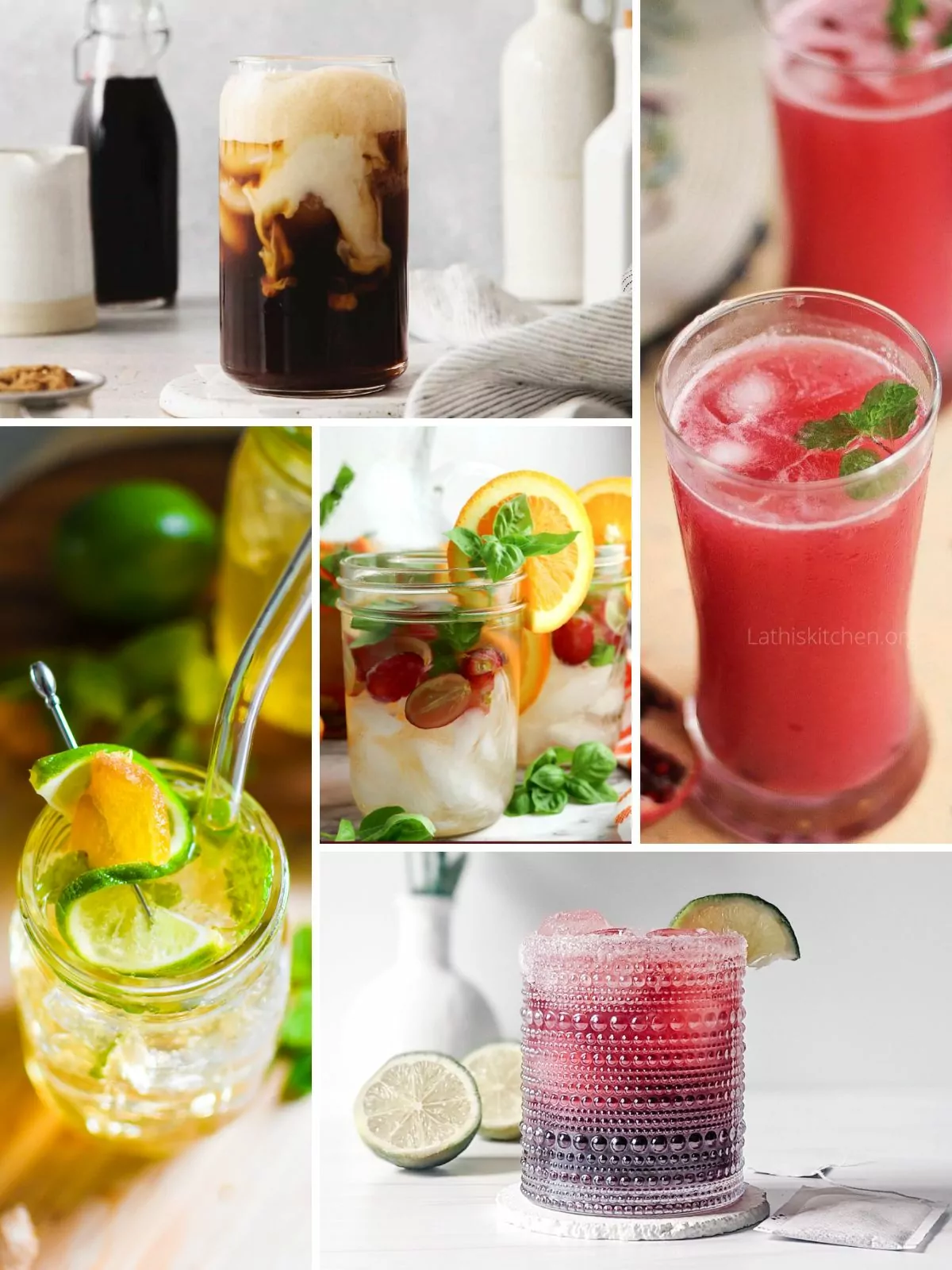 Collage of Brunch Beverages Non Alcoholic