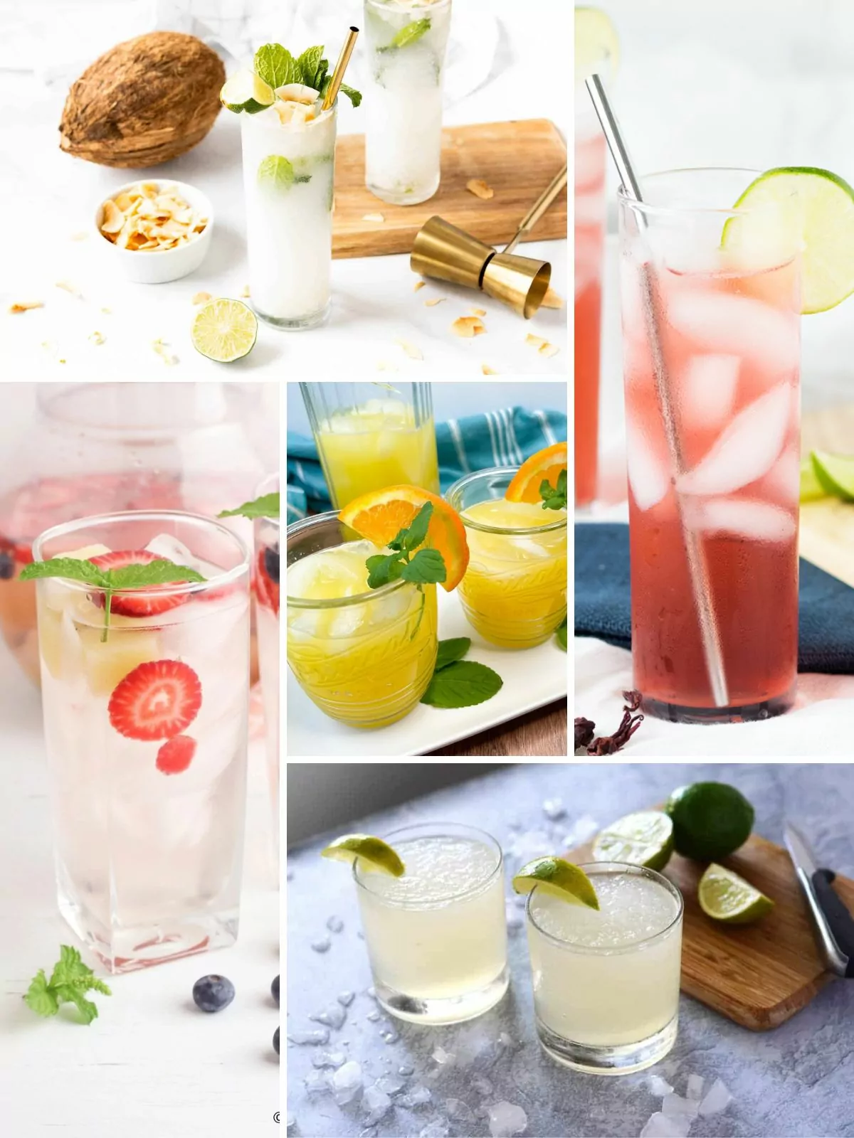 collage of Coconut Water Mocktail Recipes