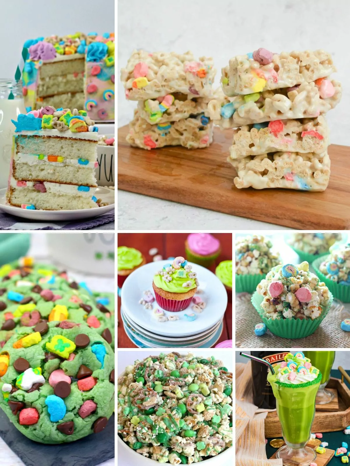 collage of Lucky Charms Dessert Recipes