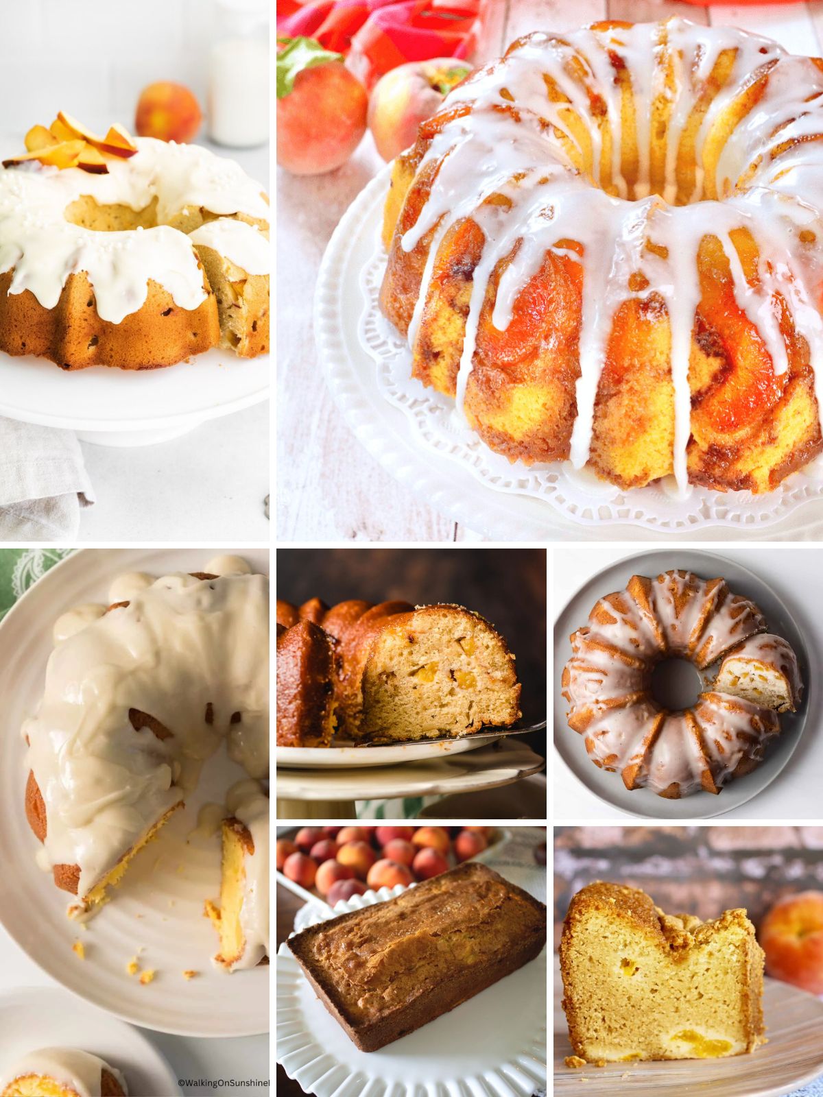 collage of Peach Pound Cake Recipes