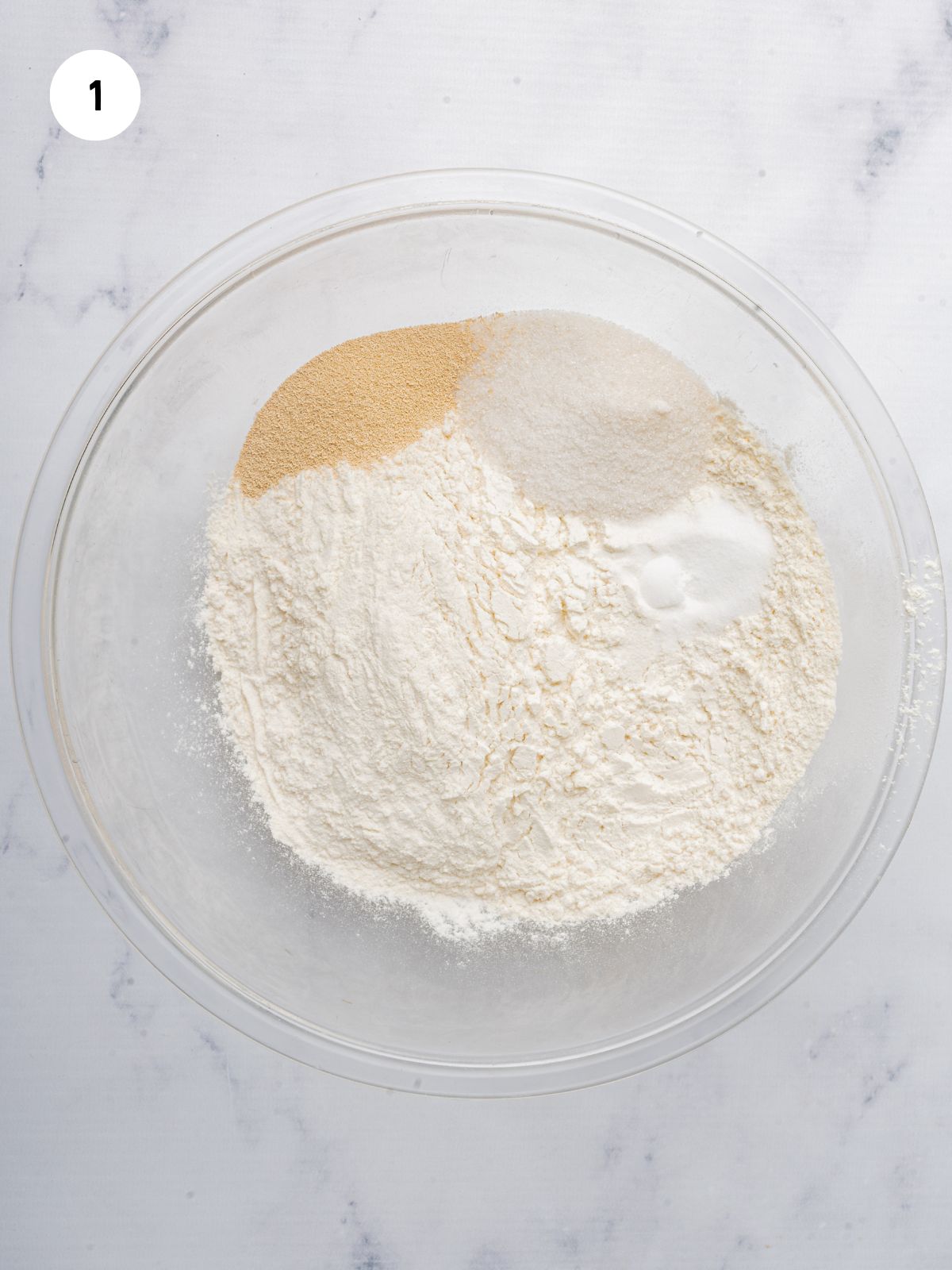 dry ingredients in a clear mixing bowl