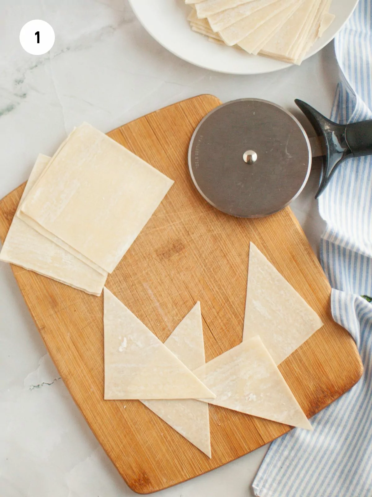 wonton wrappers cut in half to make triangles