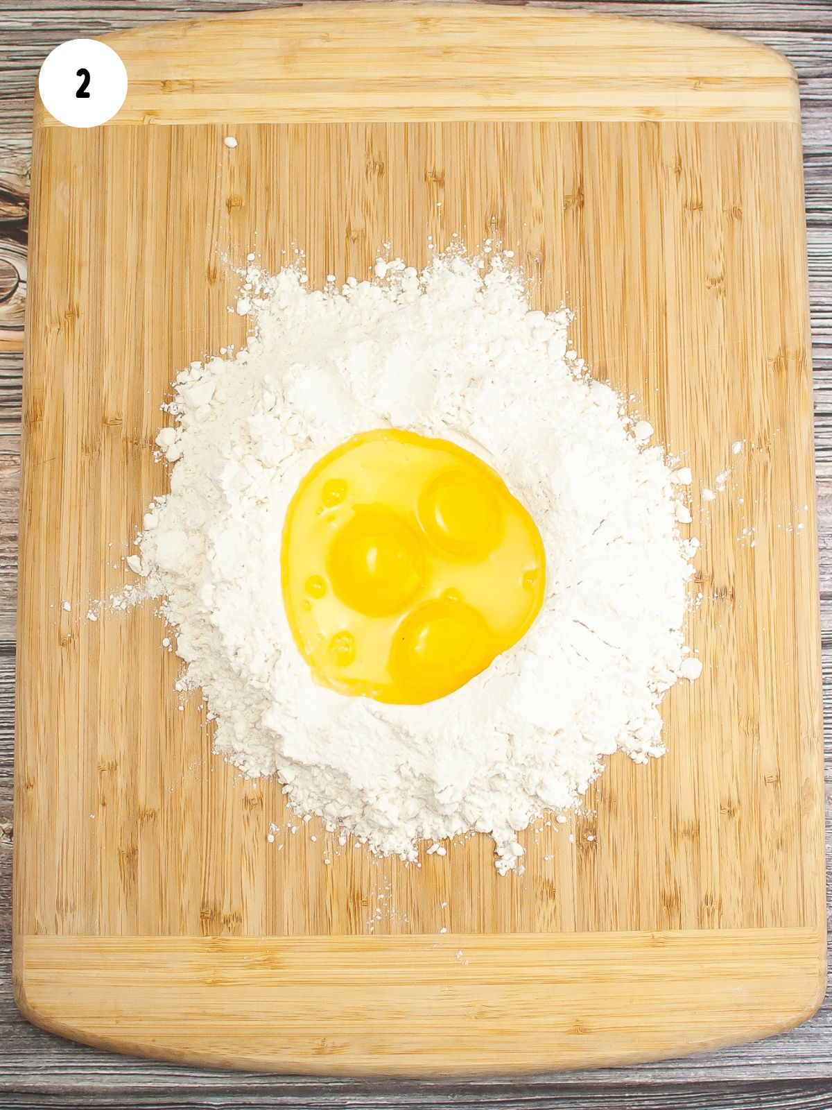Add eggs, oil, and salt to well