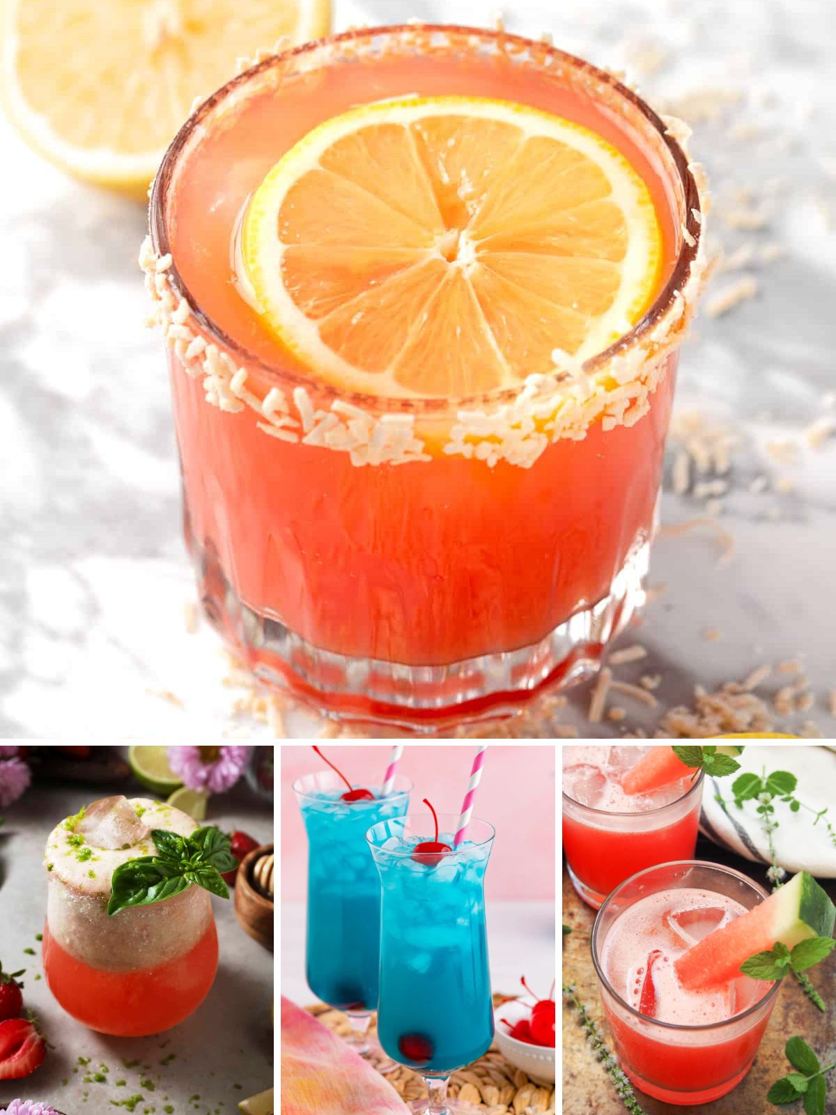 collage of Coconut Water Mocktail Recipes