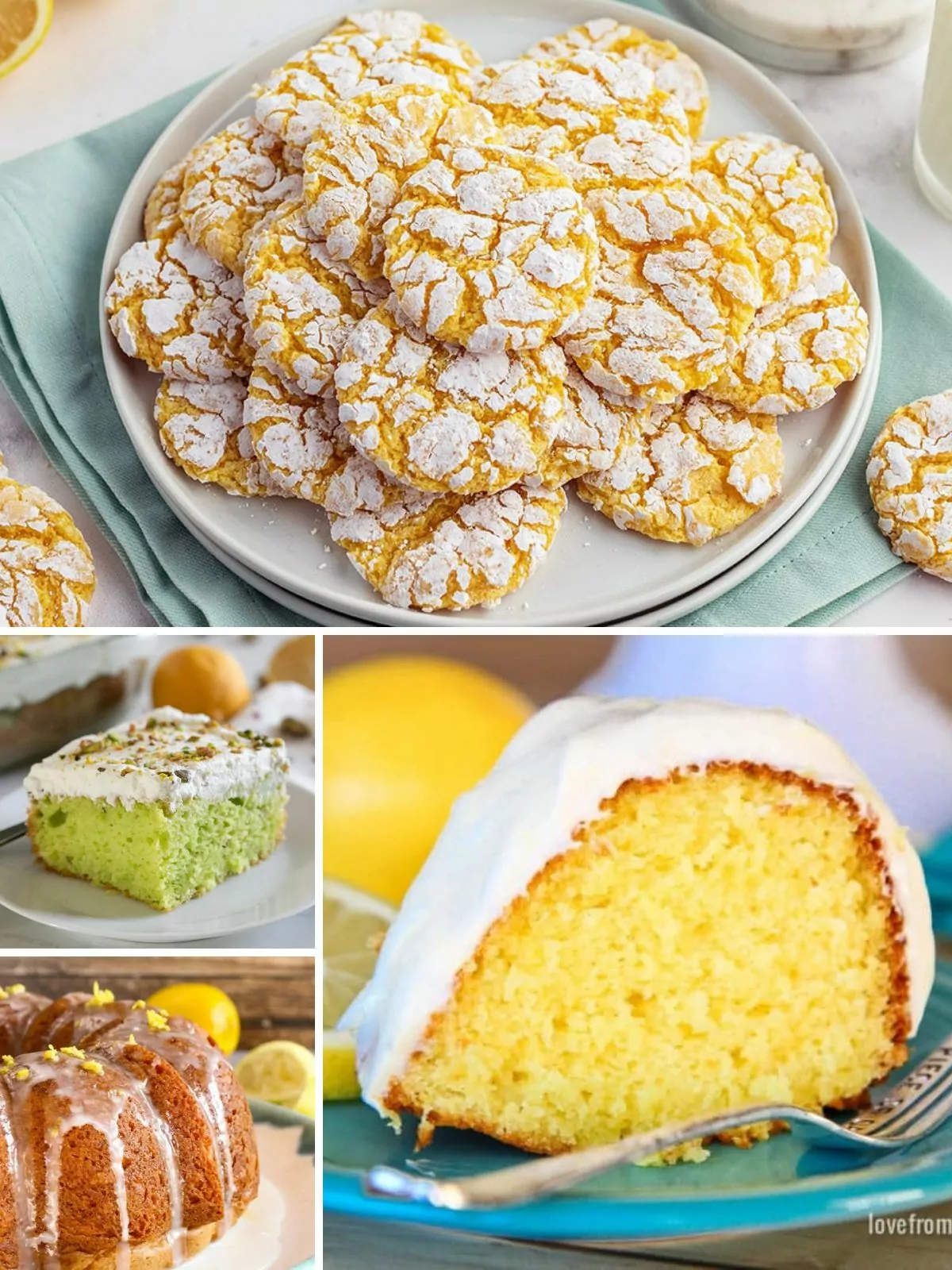 collage of desserts made with lemon cake mix