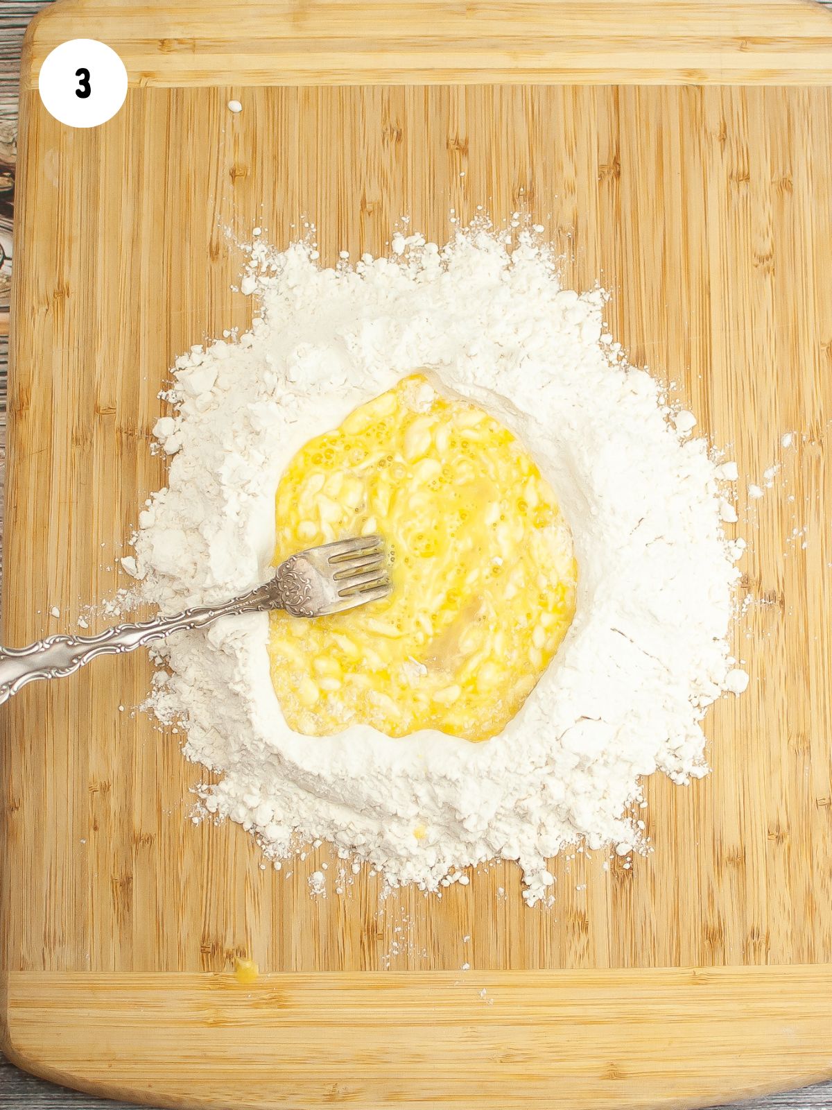 eggs being mixed with a fork