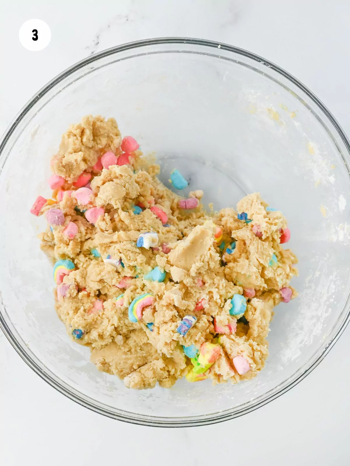 cookie dough with Lucky Charms marshmallows mixed in