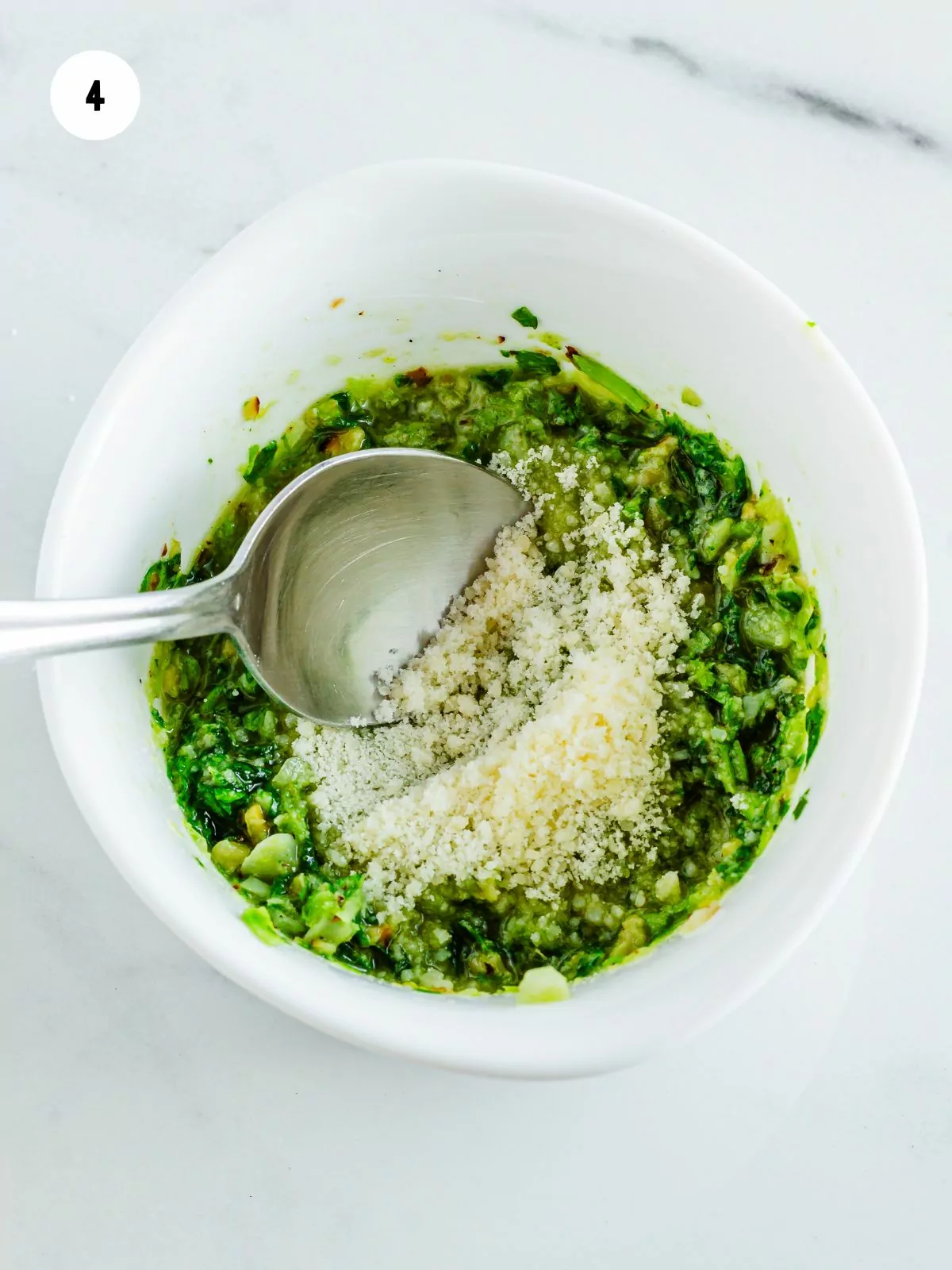 parmesan added to pesto