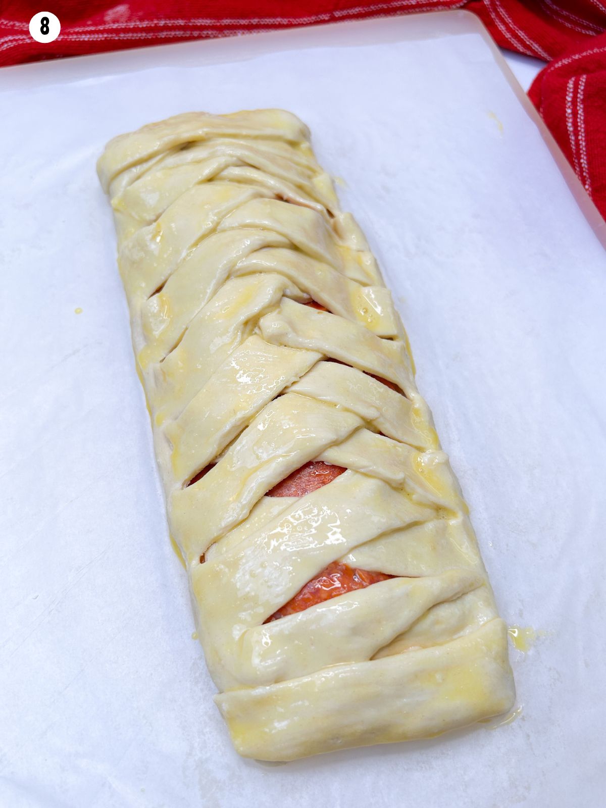 puff pastry braid brushed with egg wash