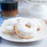 Air Fryer Biscuit Donuts and donut holes with Powdered Sugar