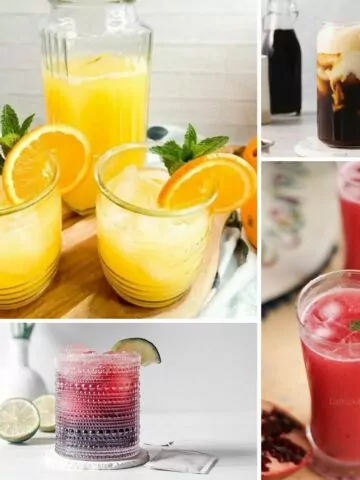 collection of non alcoholic drinks for brunch