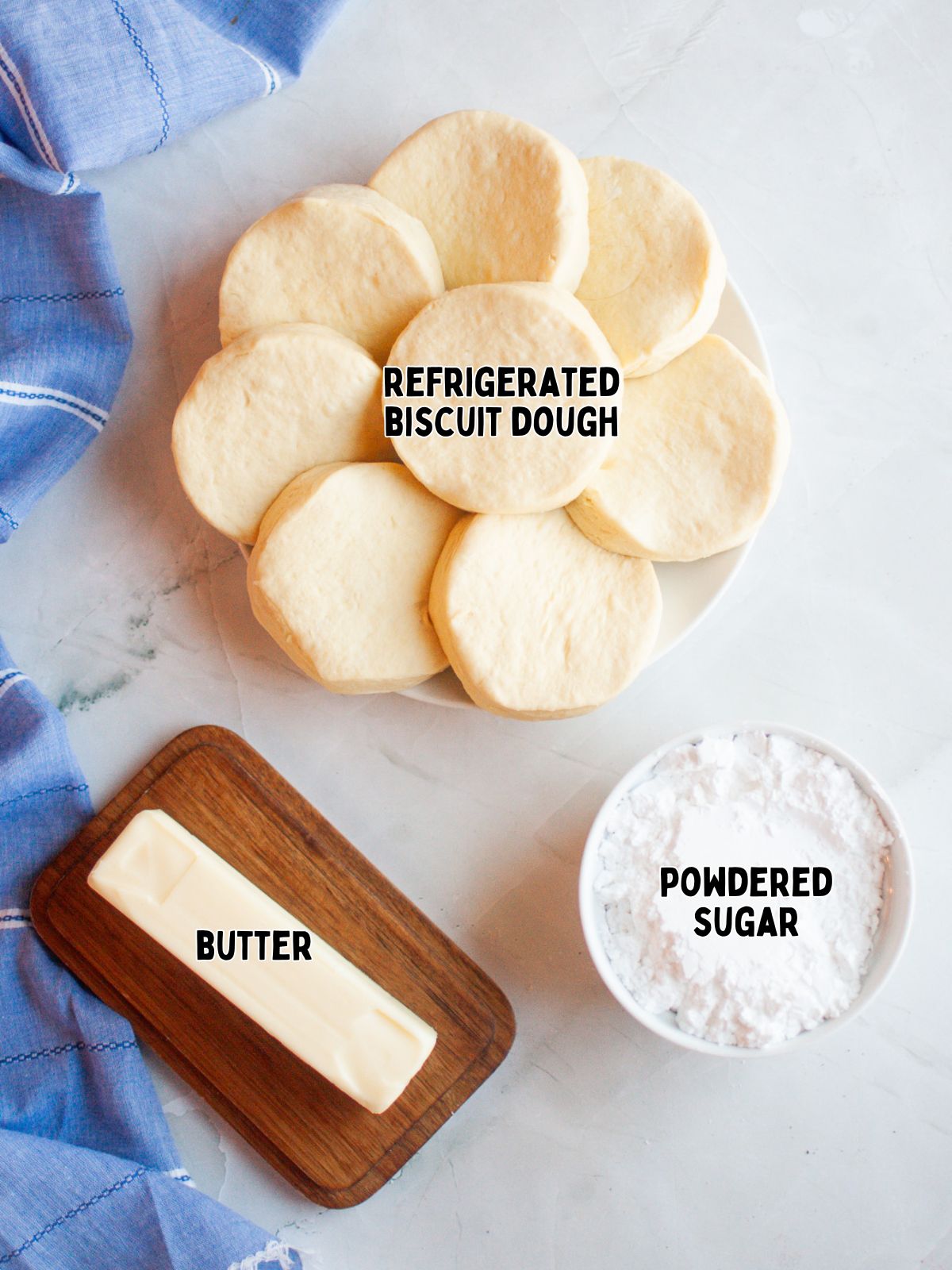 Ingredients for Air Fryer Biscuit Donuts