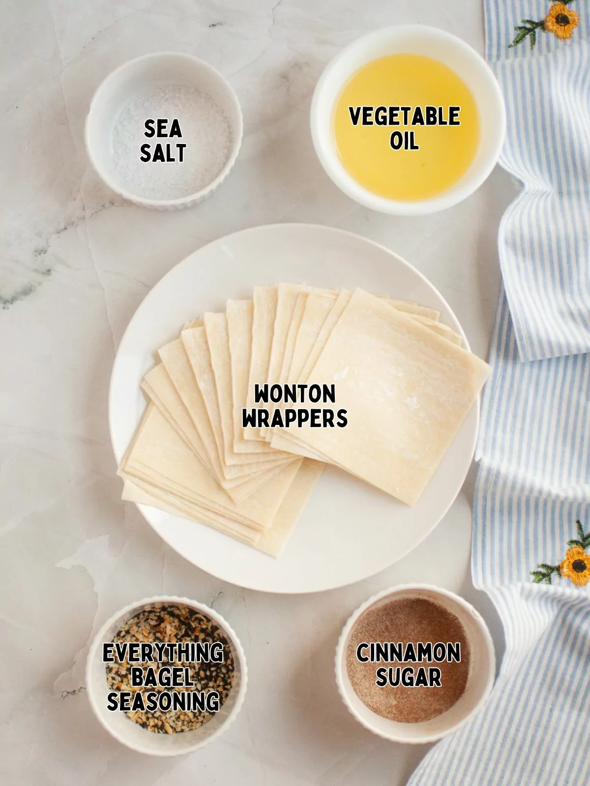 Ingredients for Air Fryer Wonton Chips