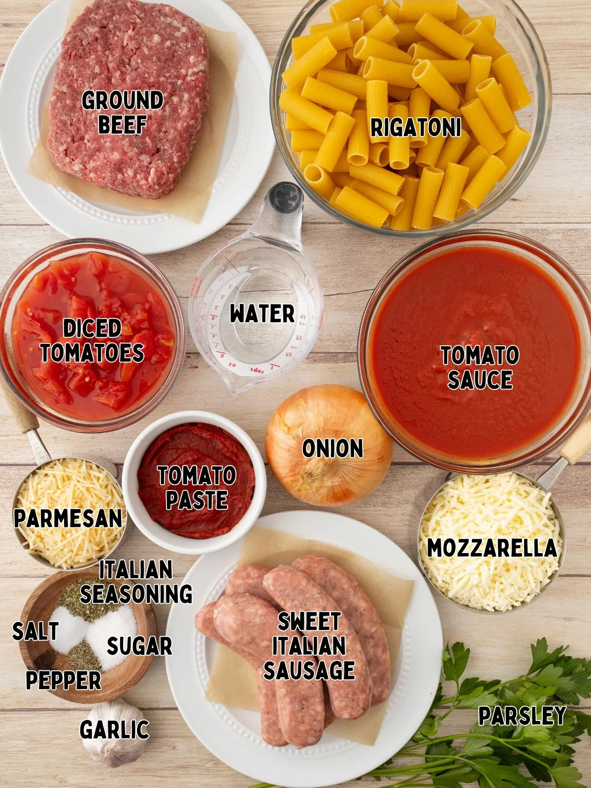 Ingredients for Baked Rigatoni Recipe