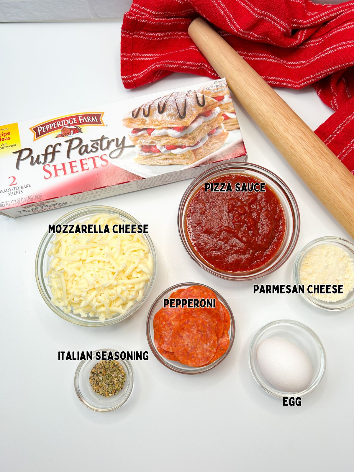 Ingredients for Puff Pastry Pizza Braid